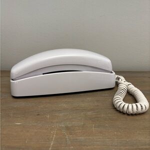AT&T Trimline 210 Corded White Telephone Push Button Wall Phone Vintage Retro